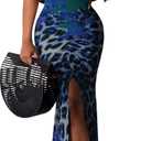 Women's Sexy Off Shoulder Ruffle Bodycon Maxi Dresses Elegant Ruched Evening Gown Prom Party Long Dress (Large, Cyan Blue)