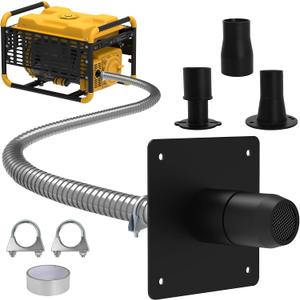 Generator Exhaust Extension Kit w/ 3 Universal Adapters, 59" Flex SS Hose, Fits Most Generators, 55% Exhaust Noise Reduction, Heat Shield, Fume Diversion for Garage/Shed/RV/Enclosed Space