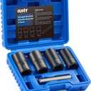 Orion Motor Tech Twist Socket Tool Set, 1/2" Drive 5pc Nut and Bolt Extractor Set, Rounded Bolt & Stripped Lug Nut Remover Tool Kit