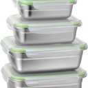 Stainless Steel Storage Containers with Lids | Leak Proof Stackable | Set of 5 Containers for Freezer Fridge Oven Dishwasher Safe