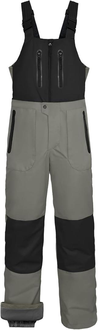 GEMYSE Mens Insulated Skiing Bibs Waterproof Snow Pants Winter Snowboarding Overalls (Medium, Medium Grey and Black)