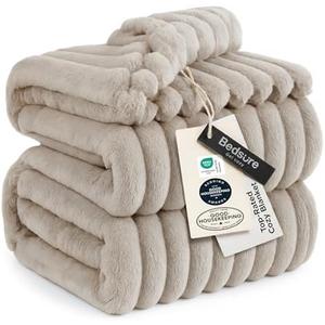 Bedsure GentleSoft Light Brown Fleece Blanket for Couch - Cozy Soft Blankets for Women, Cute Small Throws for Girls, 90x90 Inches