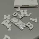 Jutom 72 Pcs Chenille Letter Patches Iron on Letter Number Patches Self Adhesive Chenille Embroidered Decals for Clothing (White with Silver Edge)