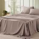 Bedsure Queen Sheet Set - 4 Pieces Soft Queen Size Sheets - Breathable & Cooling - Hotel Luxury - Easy Care Polyester Microfiber Bedding for Women, Men, Khaki