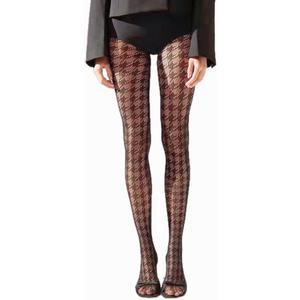CWB&ADB Sexy Pantyhose with Thousand Bird Pattern, Cutout and Versatile Legs, Personalized Mesh Stocking (Black)