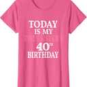 Today Is My Twin Sister's 40th Birthday Party 40 Years Old T-Shirt, Pink, size M
