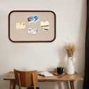 Wonderjune Vintage Framed PinBoard Linen Display Bulletin Board Large Cork Fabric Picture Photo Memo Pinboard Fancy Ornate Decorative Vision Board for Wall(Rectangle,20'' X 30'',Dark Brown), 33.3" x 23.6"