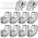 TAISHER 10PCS 304 Stainless Steel 90 Degree Elbow Fittings, 1/4 Inch NPT Female Pipe to 1/4 Inch NPT Female 304 Stainless Pipe Fitting