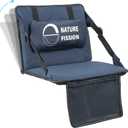Stadium Seat with Back and Lumbar Support and Padded Cushion Foldable and Portable Perfect for Bleacher Chair in Sports Events and Camping Lawn Use (Indigo Blue)