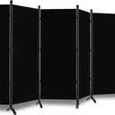 Room Divider, 6 Panel Room Dividers and Folding Privacy Screens, 6FT Partition Room Office Wall Divider for Separation 200" W Fabric, Portable Freestanding Room Divider Wall (Black)