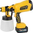Cordless Paint Sprayer with 2 x 18V 2000mAh Batteries, HVLP Electric Paint Gun, 5 Copper Nozzles & 3 Spray Patterns 1000ML Painting Sprayer for Home Interior & Exterior