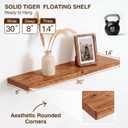 30 Inch Floating Shelves, Solid Wood Wall Shelves, 8 Inch Deep Floating Shelf for Bathroom, Bedroom, Living Room, Kitchen, Home Decor & Storage, Heavy-Duty Wooden Shelf Wall-Mounted, Set of 2