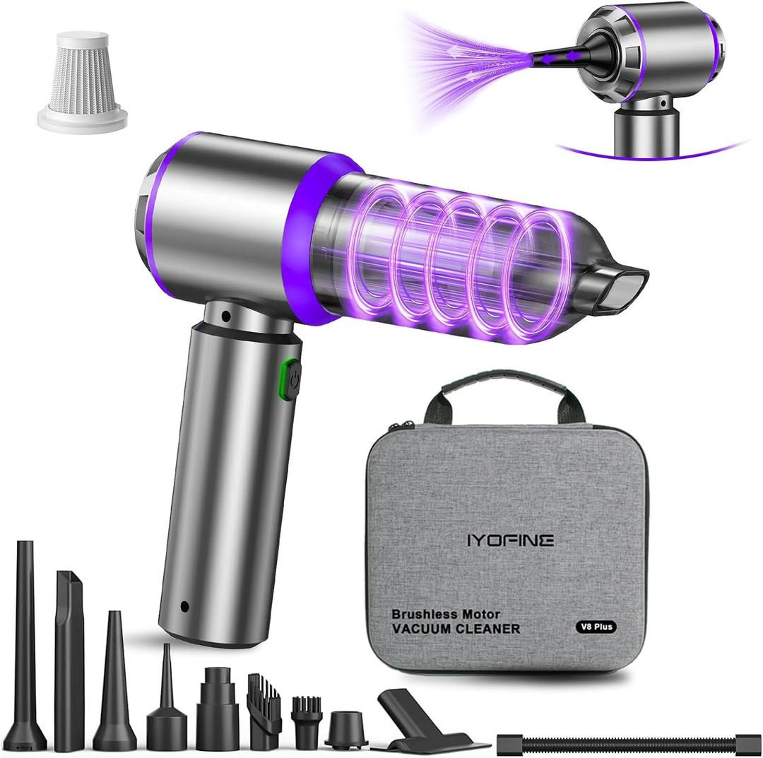 Vacuum/Air Duster 80,000RPM Super Power Mini Car Vacuum Cleaner 4-in-1 air Blower Gun Air Duster & Air Blower & Pump Hand Electric air Duster Handheld dust Blower Blower Cordless (Purple)