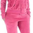 Facitisu Tracksuit for Women Set 2 Piece Joggers Velour Jogging Sweat Outfits Hoodie and Sweatpants Set (Medium, Coral)