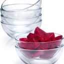 NUTRIUPS 6 Inch Glass Bowls, Small Glass Bowl Set, 6 Pack Clear Tempered Glass Cereal Bowls for Kitchen Microwave and Oven Safe (6 inch, Set of 6)