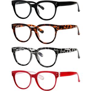 Eyekepper 4-packing Thick Sturdy Reading Glasses Women Stylish Large Readers
