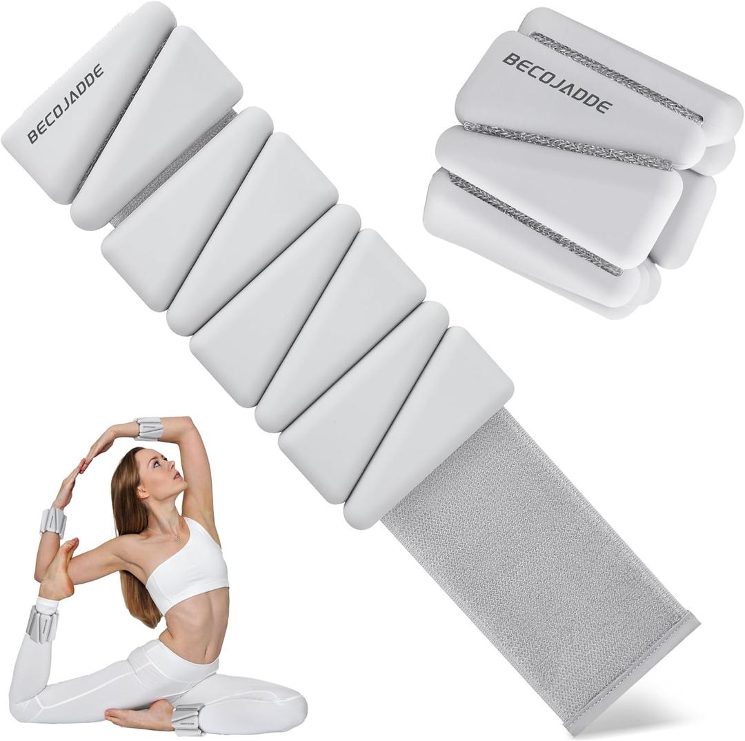 Ankle Weights for Women Wrist Weights Set of 2 (1 lb/2 lb Each) Adjustable Arm Leg Weight for Womens Men Suitable for Walking Swimming Running Pilates Yoga Gym (Grayish White)