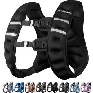 AceSpear Weighted Vest for Men Women 6lbs/8lbs/10lbs/12lbs/14lbs/16lbs/18lbs Body Weight Vest with Reflective Stripe for Running Walking Jogging Fitness Strength Training Workout (Black)