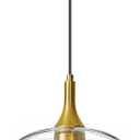 9.45in Black Gold Pendant Lights Kitchen Island with Clear Glass Shade 1PC