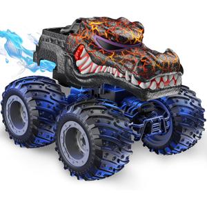 AUUGUU Remote Control Monster Trucks, 2.4GHz All Terrain RC Cars with Light Spray, Birthday Gift for Kids 3 4 5 6 7 8, Toddler Toys for Boys Girls 3+ Year Old
