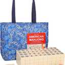 American Mahjong Tile Set, Large Mahjong Tiles Set with 166 Numbered Ivory Tiles, Beautiful Case&English Instruction, Mahjong Game Set