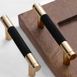 12 Pack 3 Inch 76 mm Knurled Cabinet Handles Cabinet Pulls Aluminum Handles Knurled Drawer Pulls Gold and Black Oxidation Finish with Diamond Pattern 4" Length (3" Hole Center)