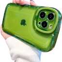 Ownest Compatible with iPhone 13 Pro Max Case with Clear Kickstand Creative Protective Design Case with Camera Holder for TPU Slim Shockproof Cool Phone Case for iPhone 13 Pro Max-Green