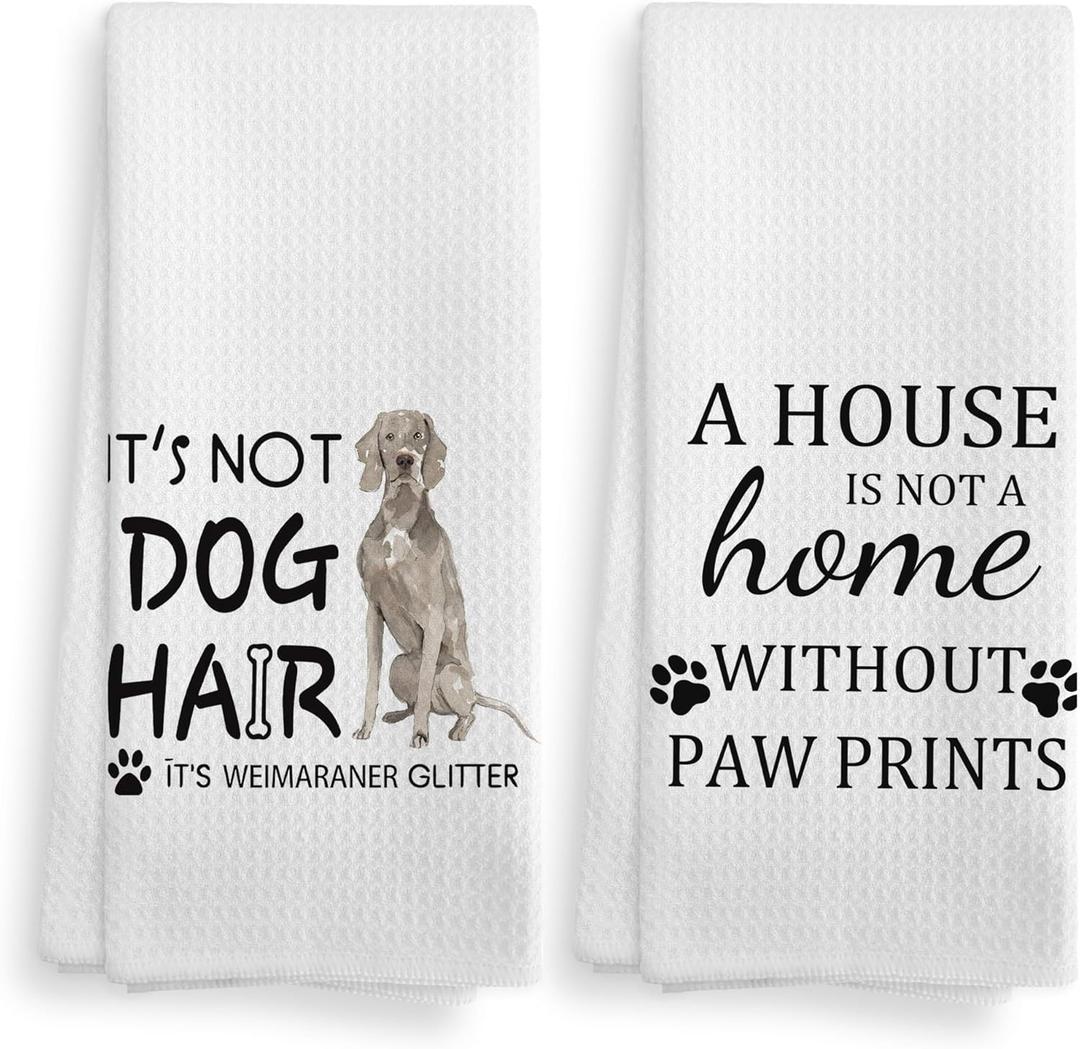 Weimaraner Dog Kitchen Towels and Dishcloths Set of 2 Gifts, Weimaraner Dish Towel, Dog Dish Towel Decorative Gifts for Weimaraners Lovers, Dogs Hand Towels, 1624 Inches