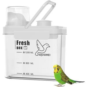 1.7 Qt/1.6 L Bird Seed Storage Container with Lids Airtight Measuring Cup, Bird Seed Dispenser Pet Food Container Are Used to Store Bird Food, Chicken Feed BPA Free (1.6L, White)