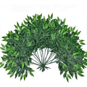 20pcs Artificial Italian Ruscus Greenery Stems  26 Faux Silk Leaf Branches for Wedding Arch, Centerpieces, Bouquets, and Home Decor