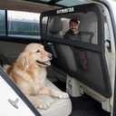 Dog Barrier for Car Back Seat & Cargo Area with Wider Coverage, Universal Fit for Car, SUV & Truck, Dog Car Divider with Chew-Proof Transparent Net and Sturdy Metal Frame for Backseat & Trunk