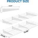 2-Pack 2x6ft Garage Wall Shelving, 24"x72" Shelf Storage Rack Floating Shelves Wall Mounted, Heavy Duty Storage Shelves, 800lbs Load Capacity, with 16 Hooks for Garage Organization, White