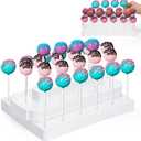 Wood Cake Pop Stand, 28 Holes Lollipop Hold Stand, 3 Tier Candy Pop Display Holder for Dessert Table, Treat Holder for Christmas Party Wedding Birthday, Fit 0.17" (4.5mm) Lollipop, White