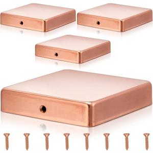 Tandefio Solid Copper Post Caps Fence Pyramid Decking Caps with Screw for Metal Wood Cedar Fence Deck Corridors Mailbox Posts End Cover(4x4'' (Actual 3.5x3.5''),Flat,2 Pcs)