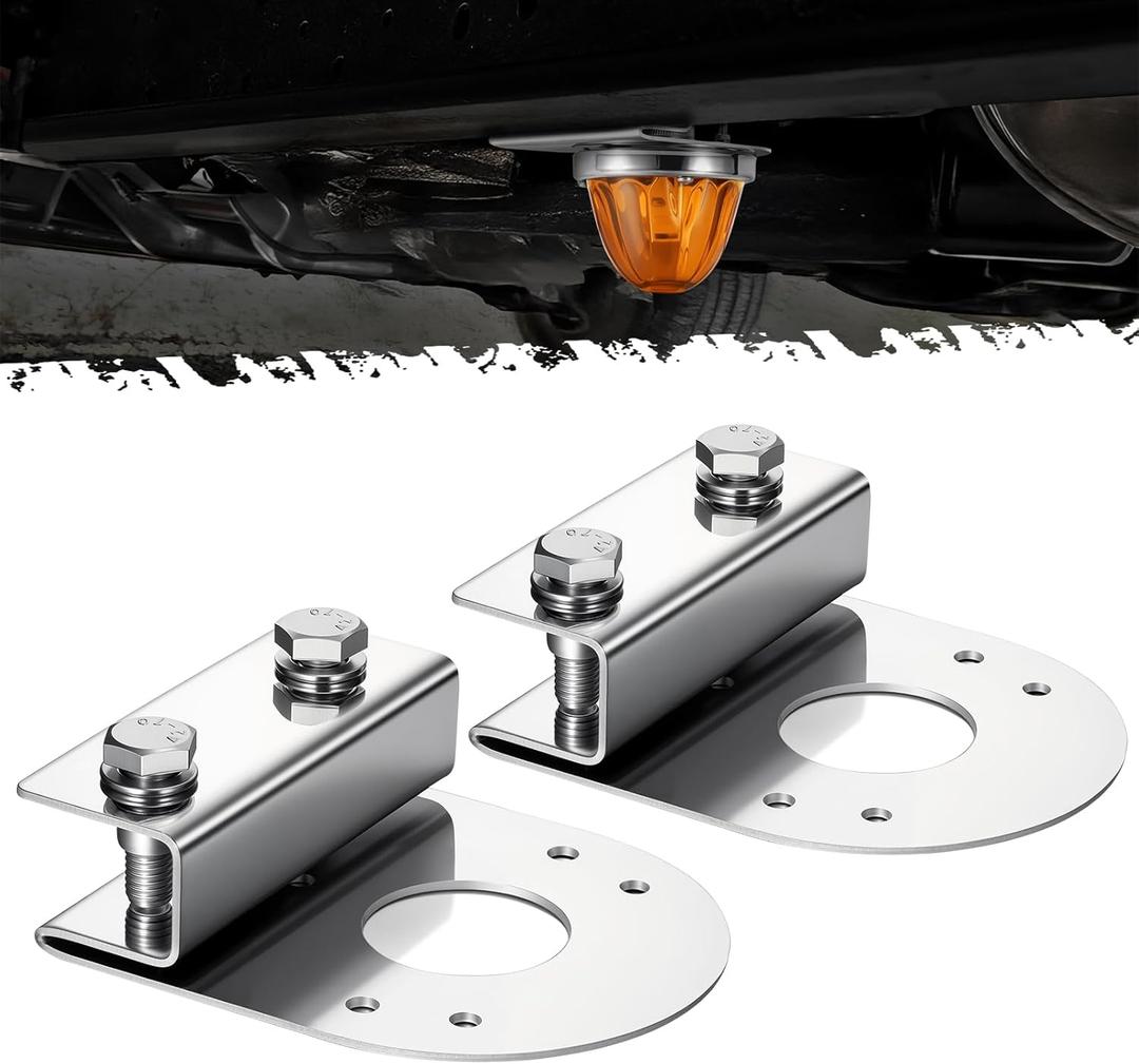 PARTsam 2Pcs Straight Down Watermelon Light Under Glow Frame Brackets, Clamp-On Mount No Drilling Required, Stainless Steel, Universal for Semi-Trucks Trucks Pickup