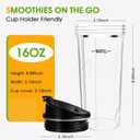 Blender 16oz Cups Replacement for Ninja - 3 Pack Ninja Blender Cups with Lids, Compatible with Ninja QB3001SS, BL770, BL780, BL660, BL740, BL810, Nutri Ninja Series Blenders