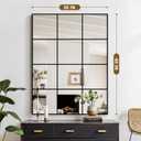 Window Mirrors for Wall Decor, Wall Mirrors Decorative Window Pane 30 x 40, Rectangular Metal Framed Wall Mounted Mirrors for Bedroom, Living Room, Dining Room, Entryway, Bathroom, Fireplace