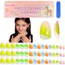 OPKssnails 96Pcs Press on Nails for Kids, Color gradient Fake Nails