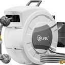 Retractable Garden Hose Reel, 1/2" x 100ft Wall Mount Heavy Duty Automatic Hose Reel with 10 Pattern Nozzle, Any Length Lock & Slow Return System, 180Swivel Bracket Upgraded UV Resistant,Light Grey