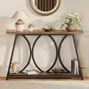 GiftGo 47.24" Entryway Console Table, Industrial Sofa Table Behind Couch with Shelves, 2 Tier Narrow Wood Accent Table with Metal Frame for Living Room, Entrance, Hallway, Foyer, Rustic Brown, 11.8"D x 47.24"W x 29.53"H