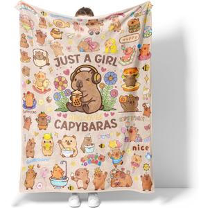 Capybara Gifts Blanket for Kids Girls Boys Adults Animals Lovers, Flanne Throw Blanket, Soft Cozy, Warmth, Fluffy Fuzzy Blankets for Couch, Bed, Travel, Living Room, Home, Decor (Capybara, 50"x40")