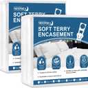 Zippered Mattress Protector 2 Pack with Ultra Soft Terry Surface, 6-Side Waterproof Mattress Encasement, Durable Zipper, Noiseless, for Standard Queen Size Mattress 60'' X 80''(10-14 in.H)