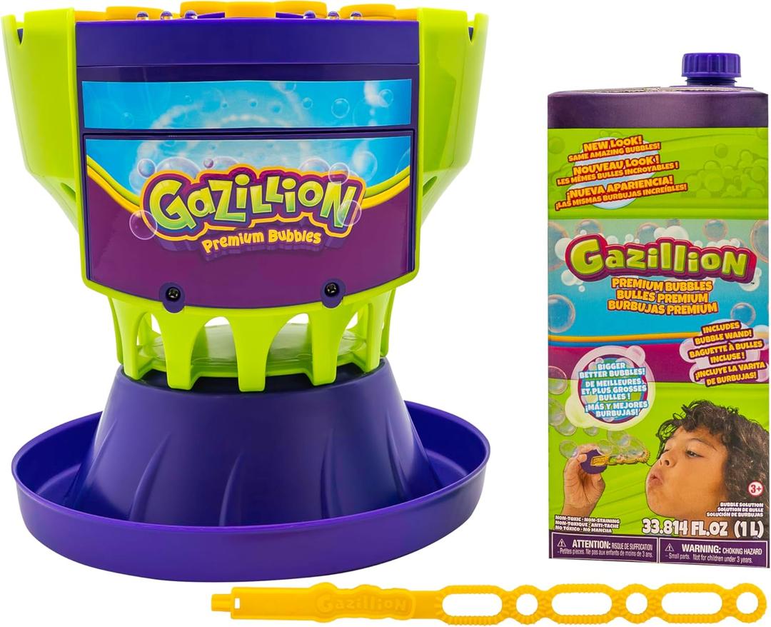 Gazillion Ultimate Bubble Craze Machine - Color Changing LED Lights - Easy-to-Use Bubble Maker - Perfect for Parties - Includes 1L Solution, 10 inches x 8.75 inches x 9.25 inches