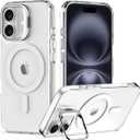 Nvollnoe for iPhone 16 Case Compatible with MagSafe Military Grade Shockproof Heavy Duty Protective Adjustable Kickstand Matte Semi Clear Phone Case for iPhone 16(Clear)