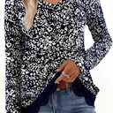 CRAZY GRID Women Casual Long Sleeve Loose Fit Lace Hem Knit Pullover T-Shirt Fall Fashion Blouse for Leggings (XX-Large, A Dark Blue)
