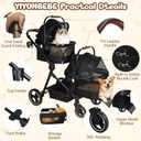 Foldable Double Pet Stroller for 2 Small Medium Cats Dogs, Lightweight Single and Double Integrated Pet Stroller with Detachable Carriers
