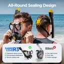 Snorkeling Gear for Adults Teen, Full Face Snorkel Mask with Ear Equalization, Quick Release Anti-Leak and Anti-Fog with Mesh Bag, Flexible Dry Top Snorkel, Beach, Pool