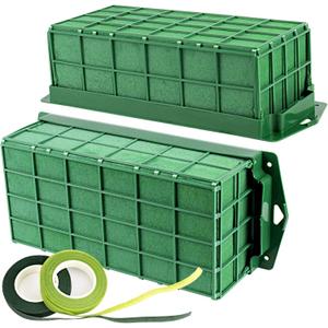 Takytao Floral Foam Cage 2 Pieces, Floral Foam for Artificial Flowers, Dry Floral Foam Blocks for Fresh Flower Arrangement Decoration, Wedding, Interior and Garden