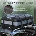 Car Rooftop Cargo Carrier Bag 20 Cubic Feet, 100% Waterproof Heavy Duty Car Roof Bag for All Vehicle with/Without Racks - Anti-Slip Mat, 6 Door Hooks, Storage Bags, 5CM Straps(Gray)