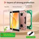 Case for iPad 9th/8th/7th Generation Case 10.2" InchShockproof Hard Cas Cover Compatible with iPad 9th/8th/7th Gen,360 Rotating Stand, Hand Strap, Shoulder Strap, Pencil Holder(Green+Pink)